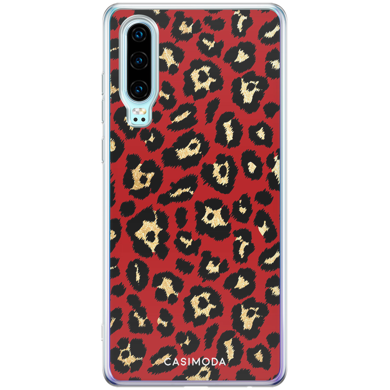 Huawei P30 siliconen telefoonhoesje - Luipaard rood