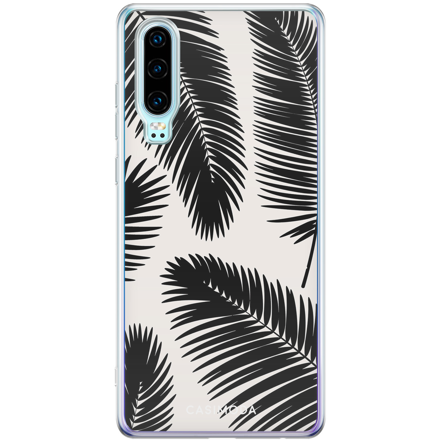 Huawei P30 siliconen telefoonhoesje - Palm leaves silhouette