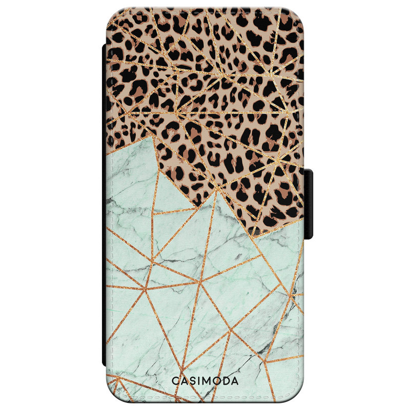 Casimoda iPhone XR flipcase - Luipaard marmer mint
