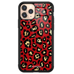 Casimoda iPhone 11 Pro glazen hardcase - Luipaard rood