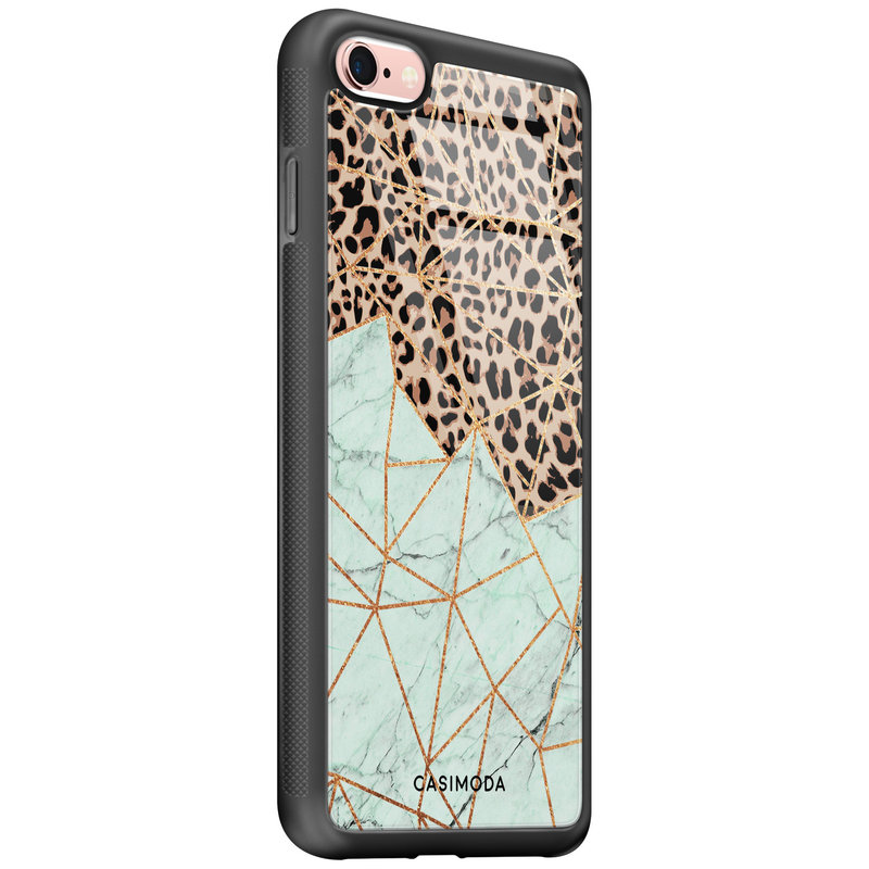 Casimoda iPhone 6/6s glazen hardcase - Luipaard marmer mint