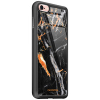 Casimoda iPhone 6/6s glazen hardcase - Marmer zwart oranje