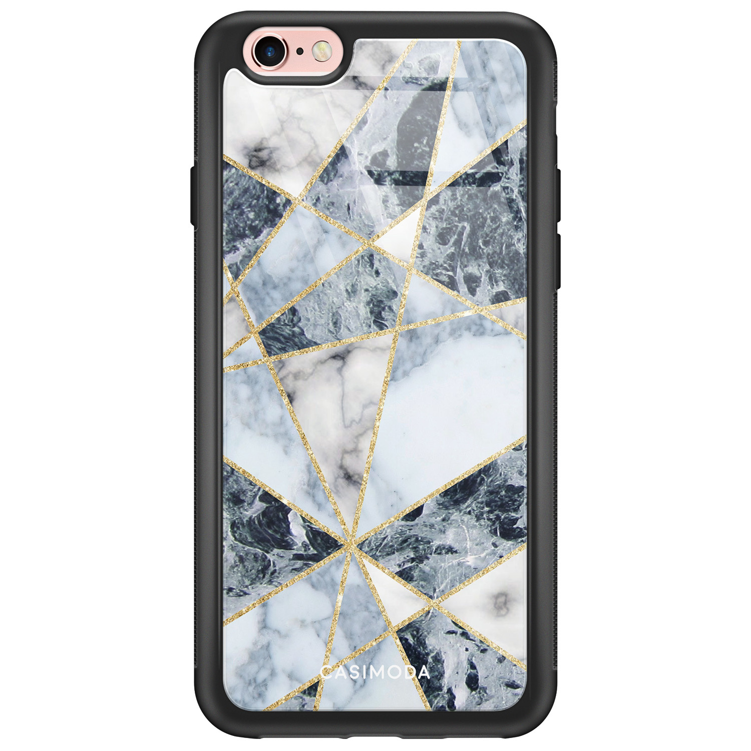 iPhone 6 6s glazen hardcase Abstract marmer blauw