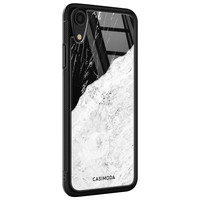 Casimoda iPhone XR glazen case naam - Marmer zwart grijs