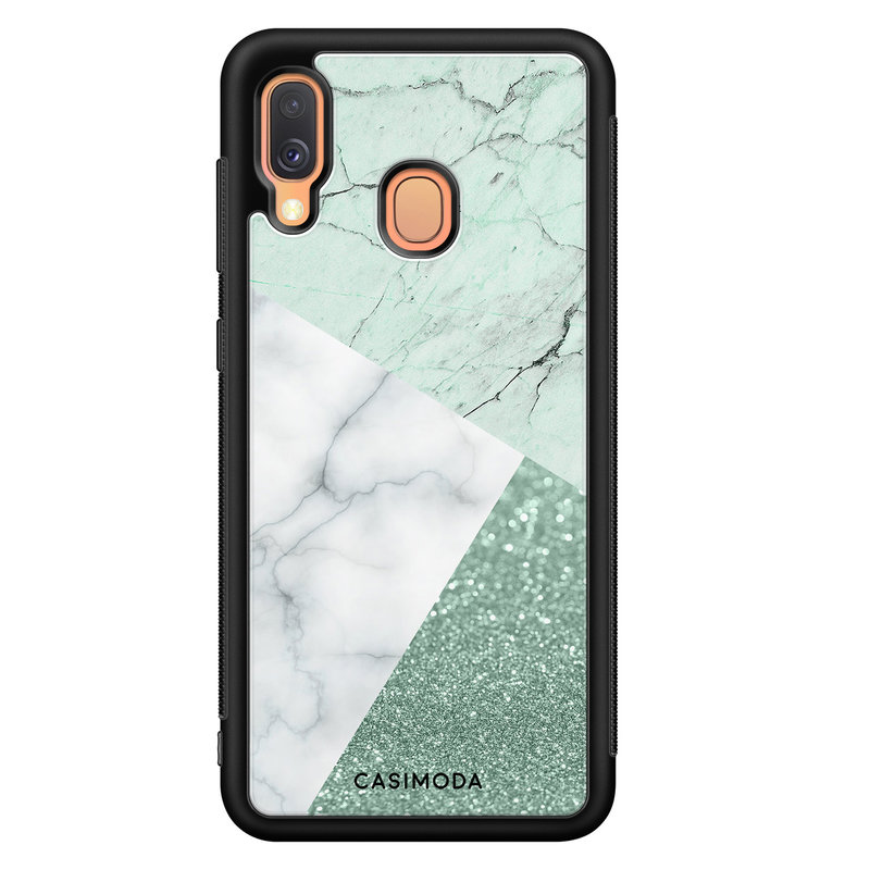 Casimoda Samsung Galaxy A40 hoesje - Minty marmer collage