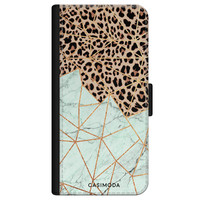 Casimoda iPhone 11 flipcase - Luipaard marmer mint