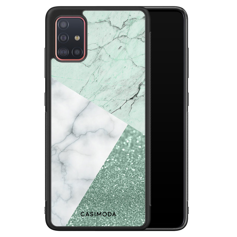 Casimoda Samsung Galaxy A51 hoesje - Minty marmer collage