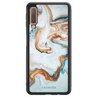 Casimoda Samsung Galaxy A7 2018 hoesje - Marmer blauw goud