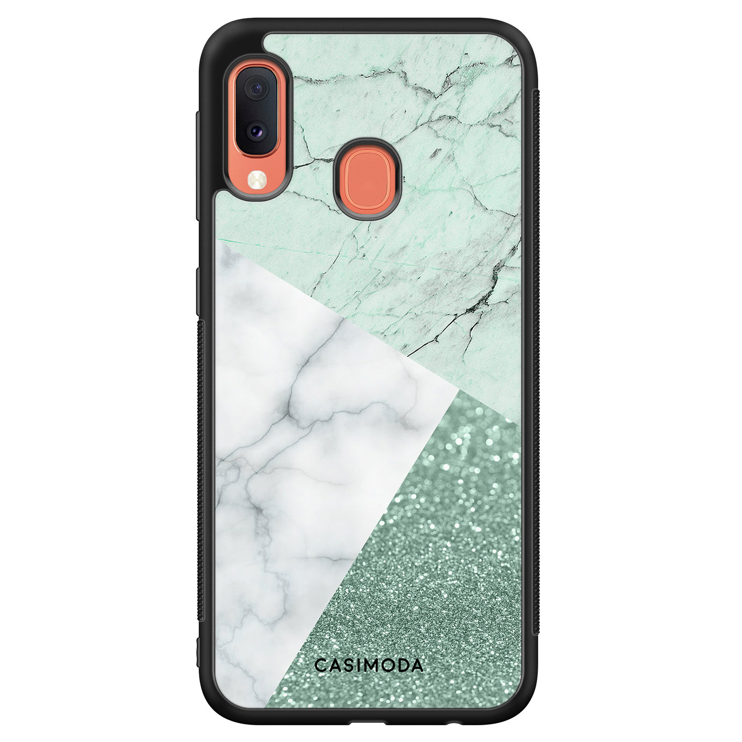 Samsung Galaxy A20e hoesje Minty marmer collage