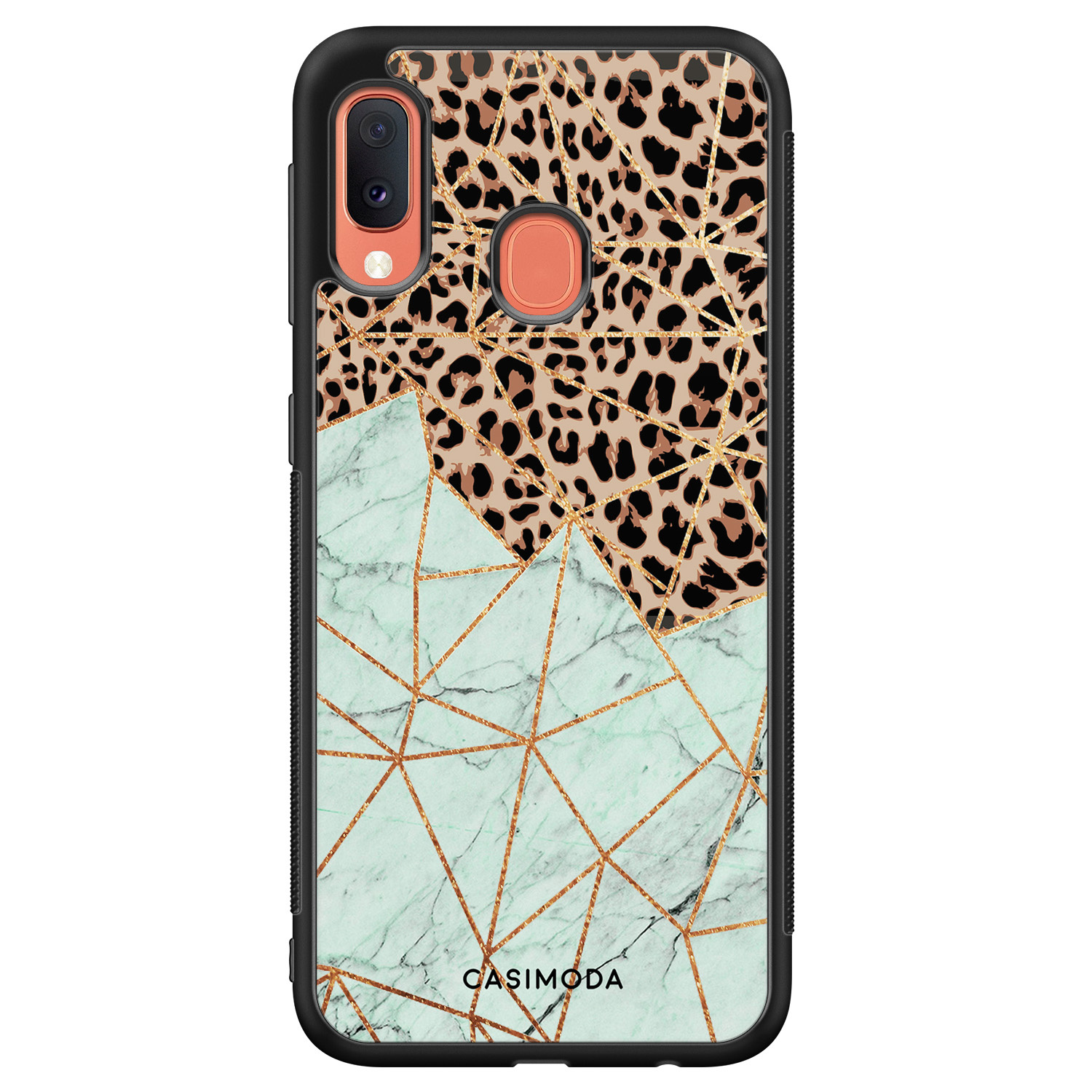 Samsung Galaxy A20e hoesje Luipaard marmer mint