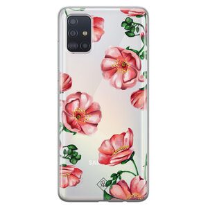 Casimoda Samsung Galaxy A51 transparant hoesje - Red flowers