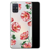 Casimoda Samsung Galaxy A51 transparant hoesje - Red flowers