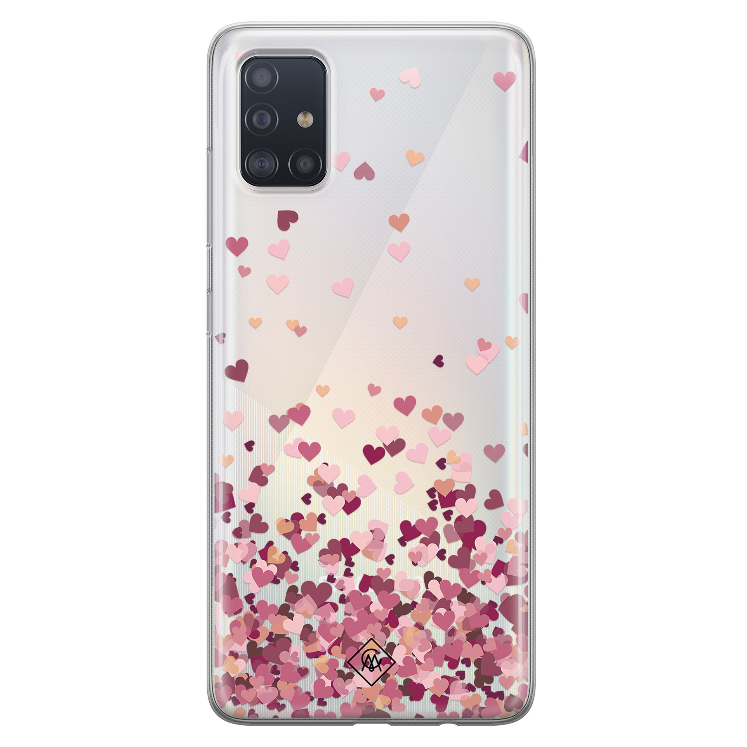 Samsung Galaxy A51 transparant hoesje Falling hearts