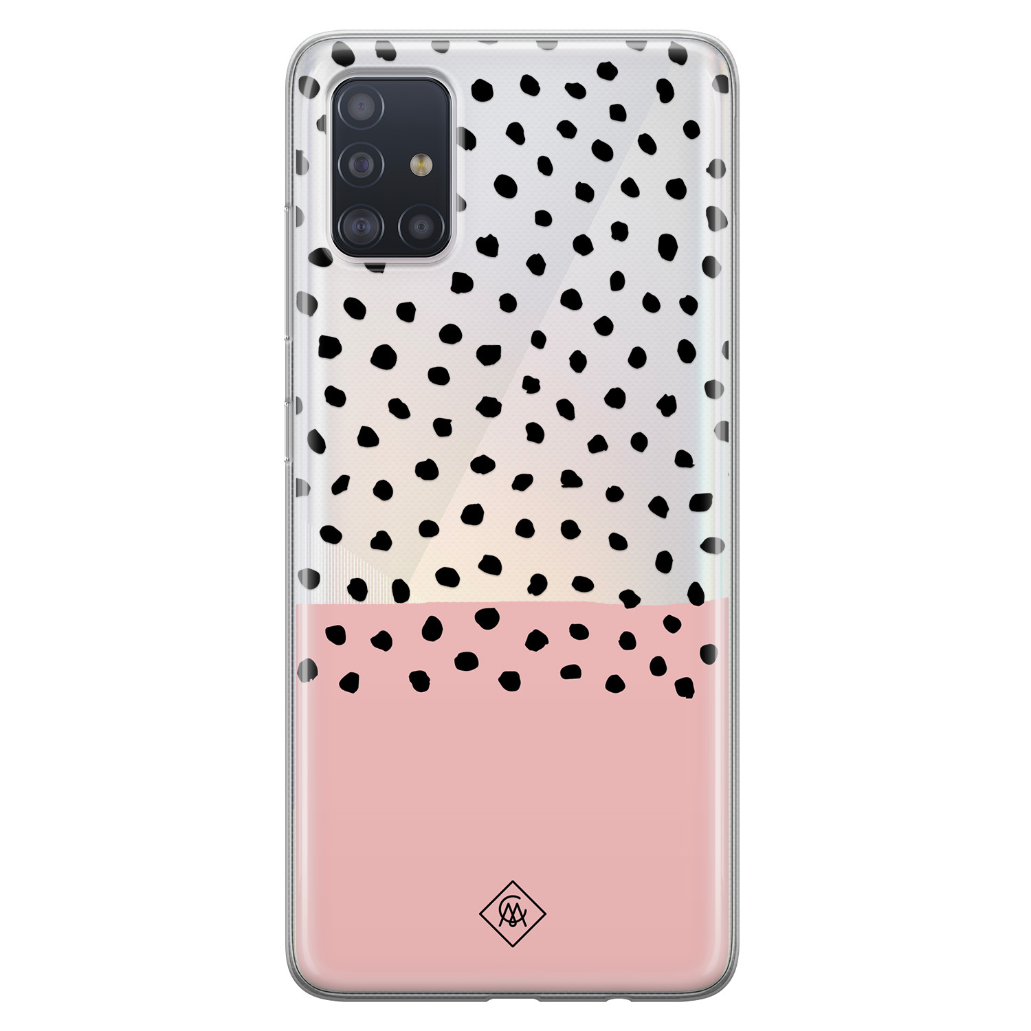 Samsung Galaxy A51 transparant hoesje - Pink spots