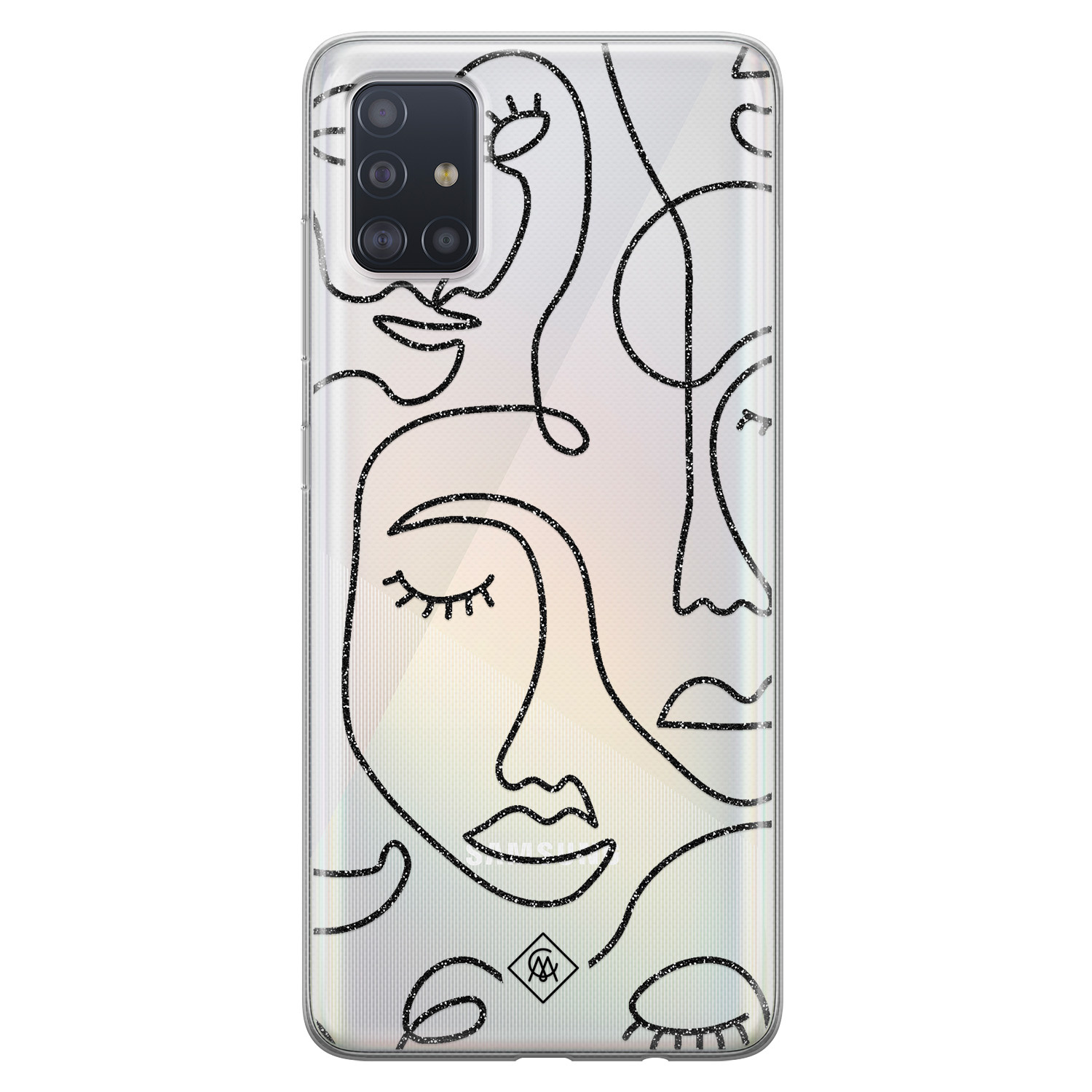 Samsung Galaxy A51 transparant hoesje Abstract faces