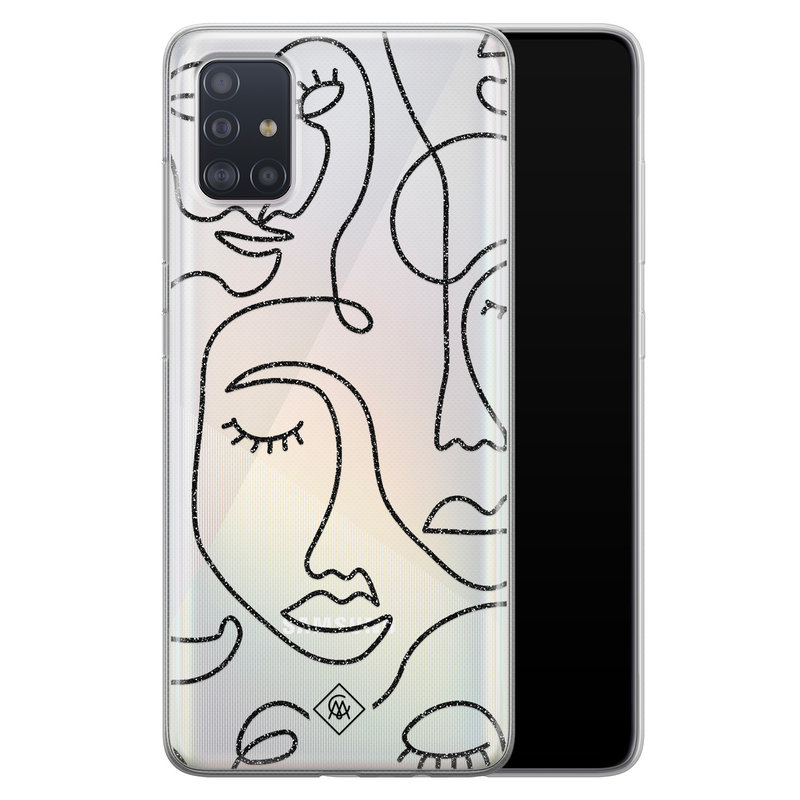 Casimoda Samsung Galaxy A51 transparant hoesje - Abstract faces