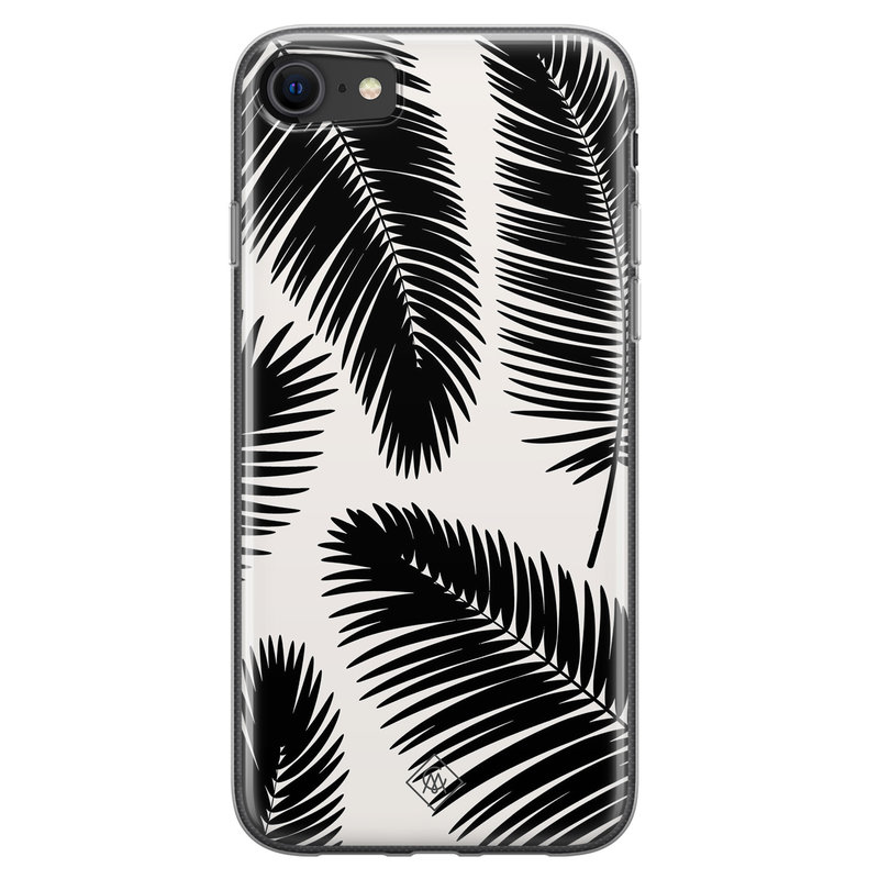Casimoda iPhone SE 2020 siliconen telefoonhoesje - Palm leaves silhouette