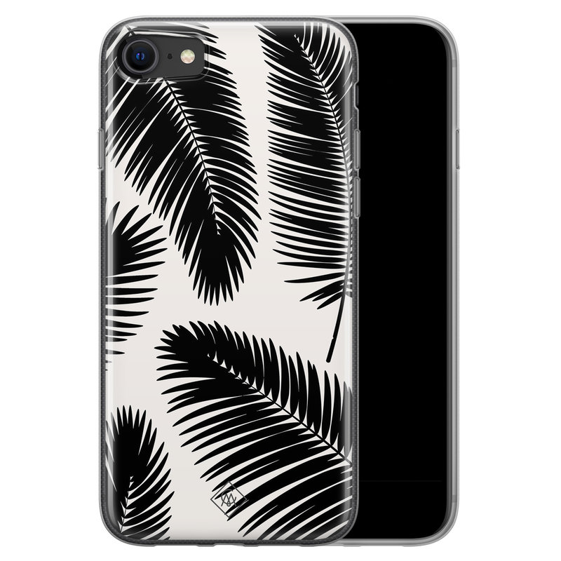 Casimoda iPhone SE 2020 siliconen telefoonhoesje - Palm leaves silhouette