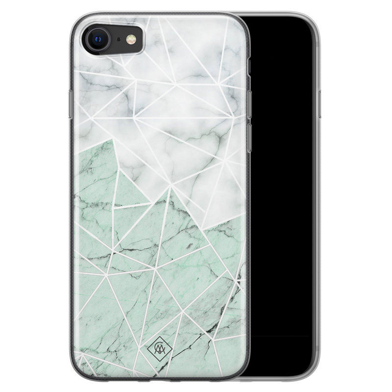 Casimoda iPhone SE 2020 siliconen telefoonhoesje - Marmer mint mix