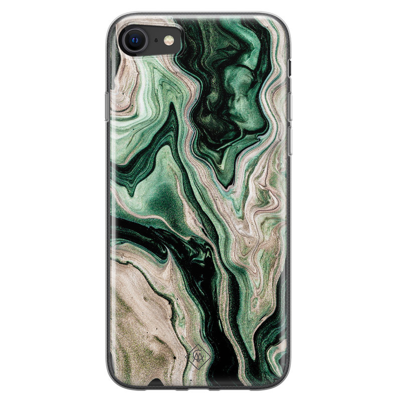 Casimoda iPhone SE 2020 siliconen hoesje - Green waves