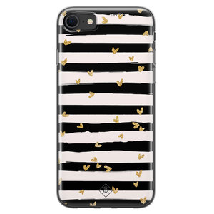 Casimoda iPhone SE 2020 siliconen hoesje - Hart streepjes