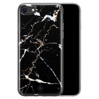 Casimoda iPhone SE 2020 siliconen hoesje - Marmer zwart