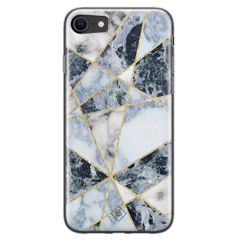 Casimoda iPhone SE 2020 siliconen hoesje - Marmer blauw