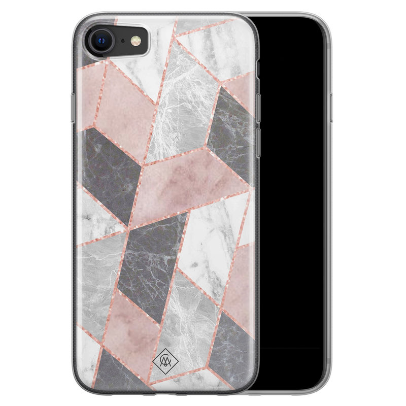 Casimoda iPhone SE 2020 siliconen telefoonhoesje - Stone grid