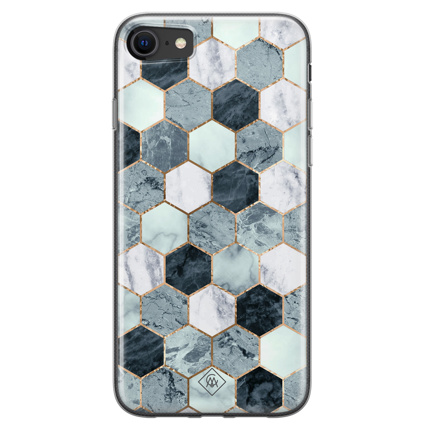iPhone SE 2020 siliconen hoesje Blue cubes