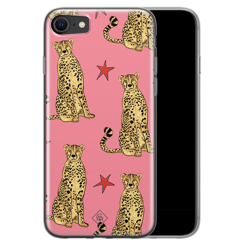 Casimoda iPhone SE 2020 siliconen hoesje - The pink leopard