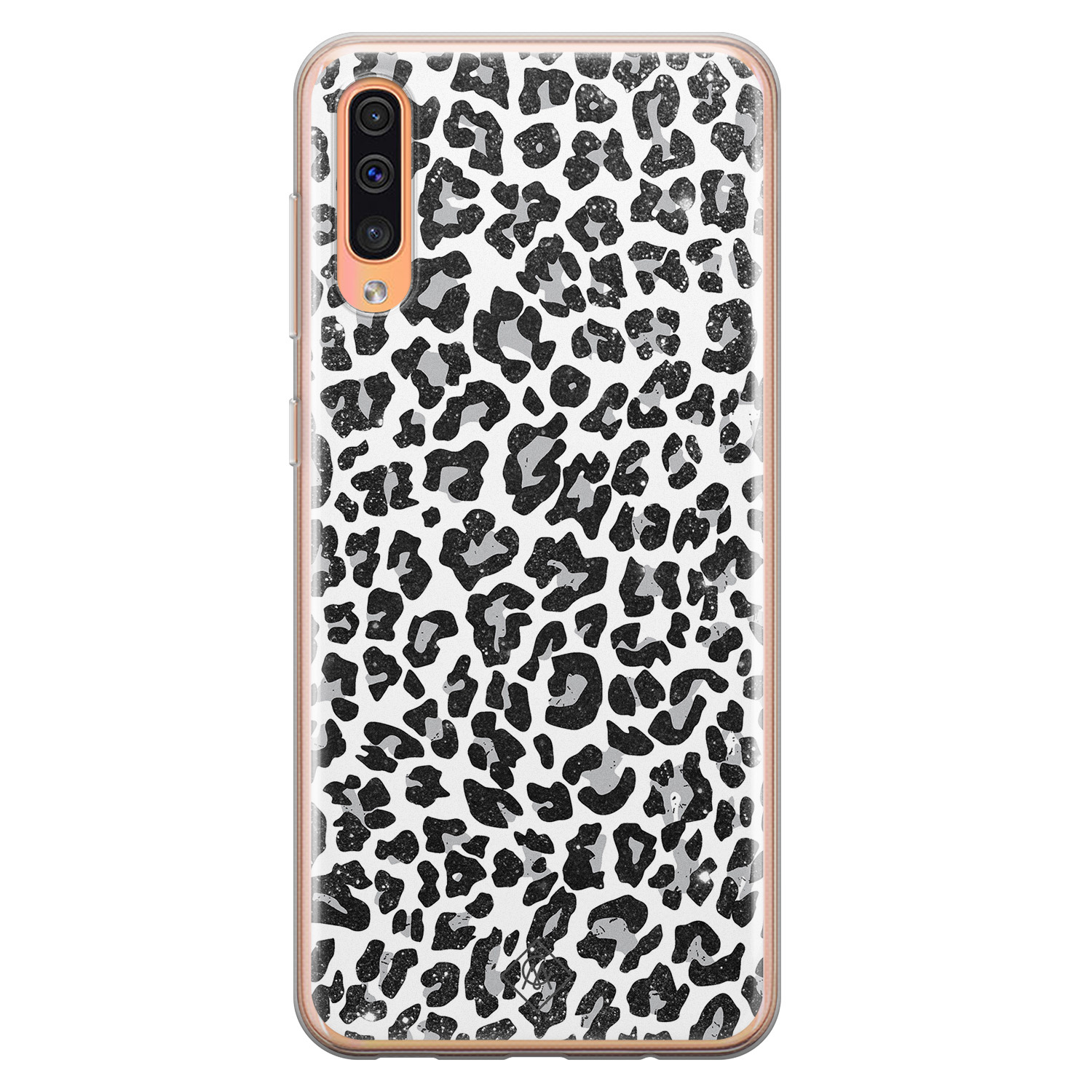 Samsung Galaxy A50/A30s siliconen telefoonhoesje - Luipaard grijs