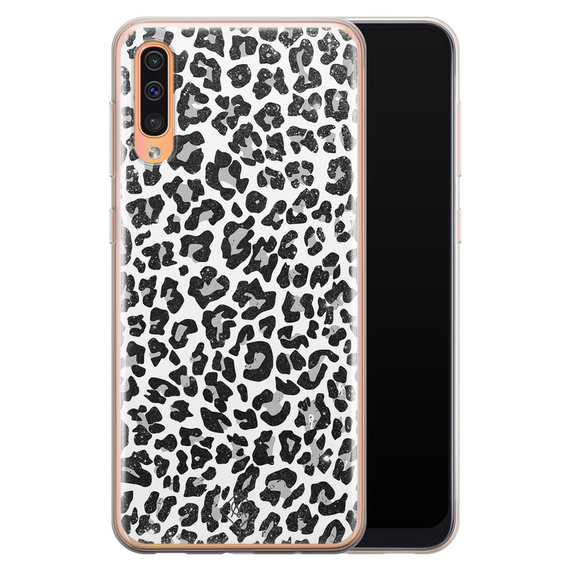 Casimoda Samsung Galaxy A50/A30s siliconen telefoonhoesje - Luipaard grijs