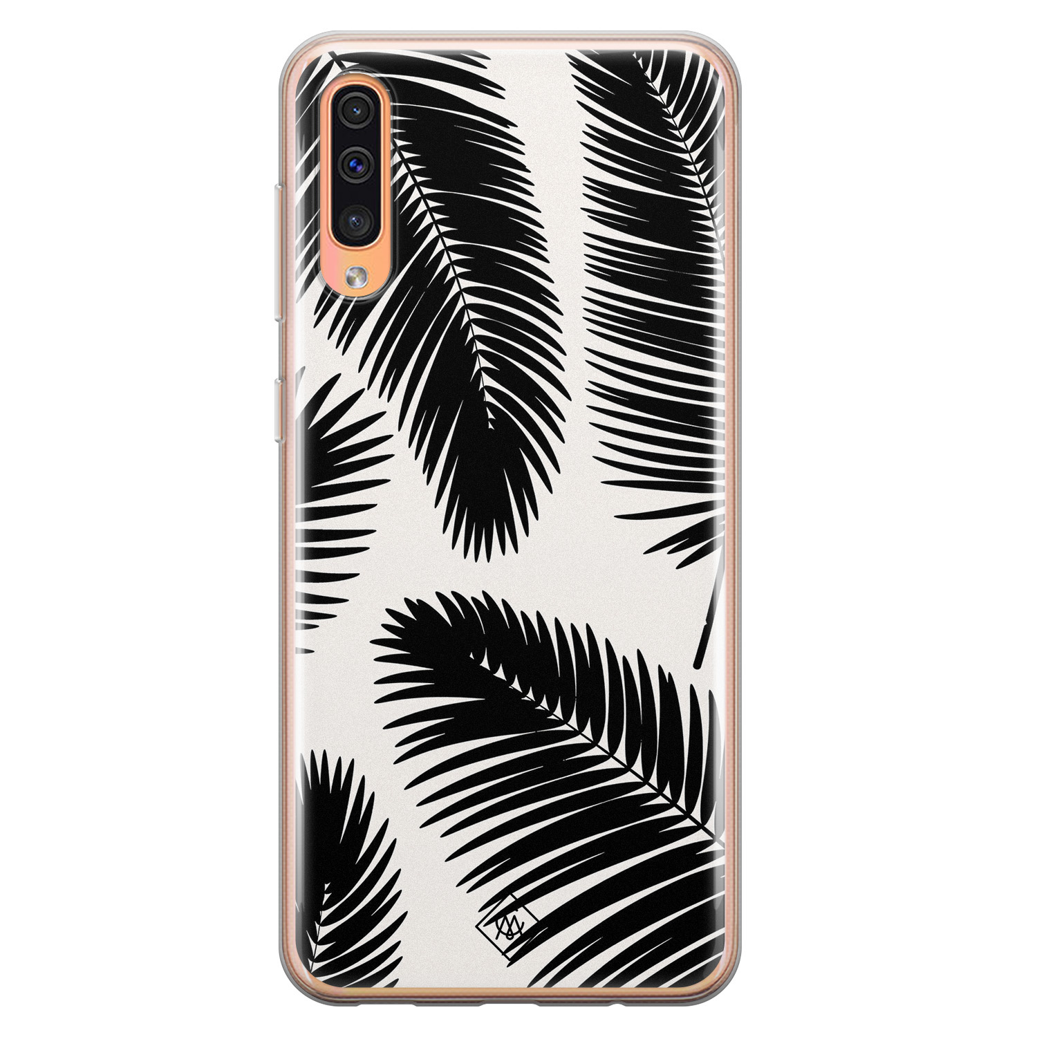 Samsung Galaxy A50 A30s siliconen telefoonhoesje Palm leaves silhouette