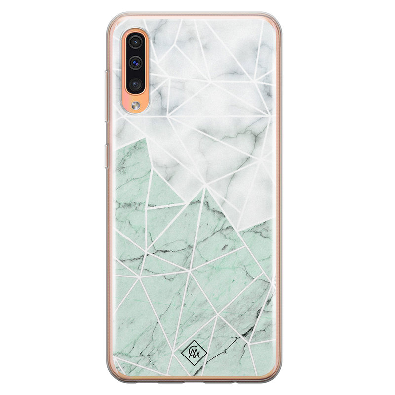 Casimoda Samsung Galaxy A50/A30s siliconen telefoonhoesje - Marmer mint mix