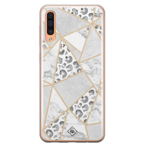 Casimoda Samsung Galaxy A50/A30s siliconen telefoonhoesje - Stone & leopard print