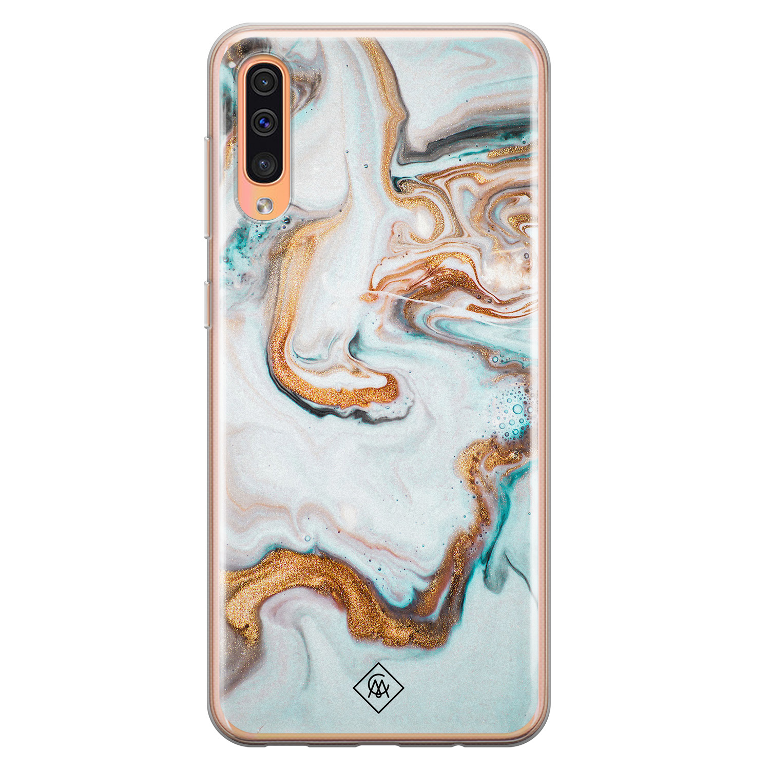 Samsung Galaxy A50 A30s siliconen hoesje Marmer blauw goud