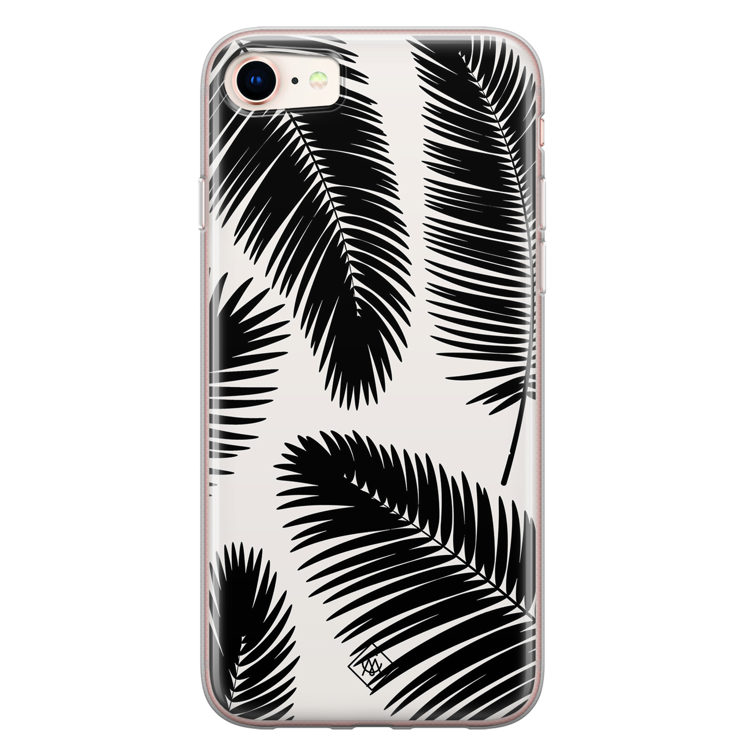 iPhone 8 7 siliconen telefoonhoesje Palm leaves silhouette
