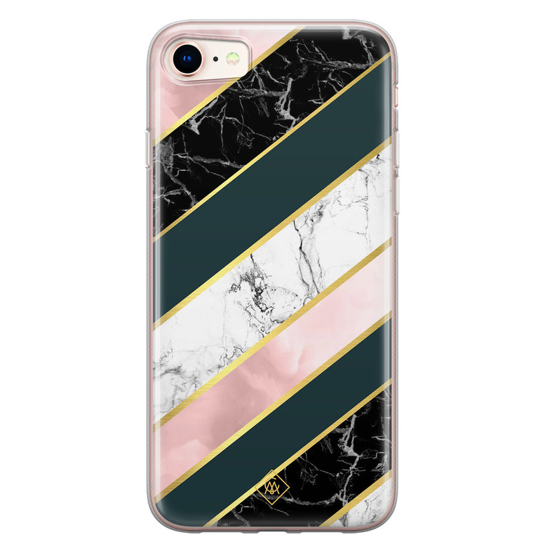 Casimoda iPhone 8/7 siliconen hoesje - Marble stripes