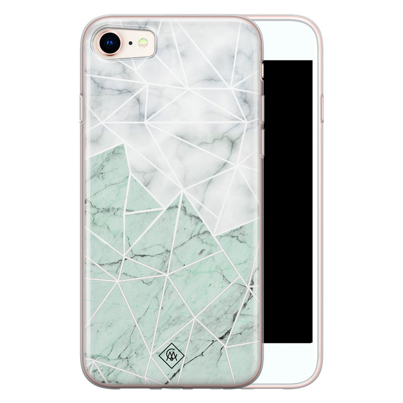 Casimoda iPhone 8/7 siliconen telefoonhoesje - Marmer mint mix