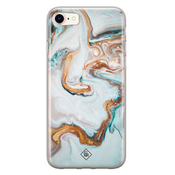 Casimoda iPhone 8/7 siliconen hoesje - Marmer blauw goud