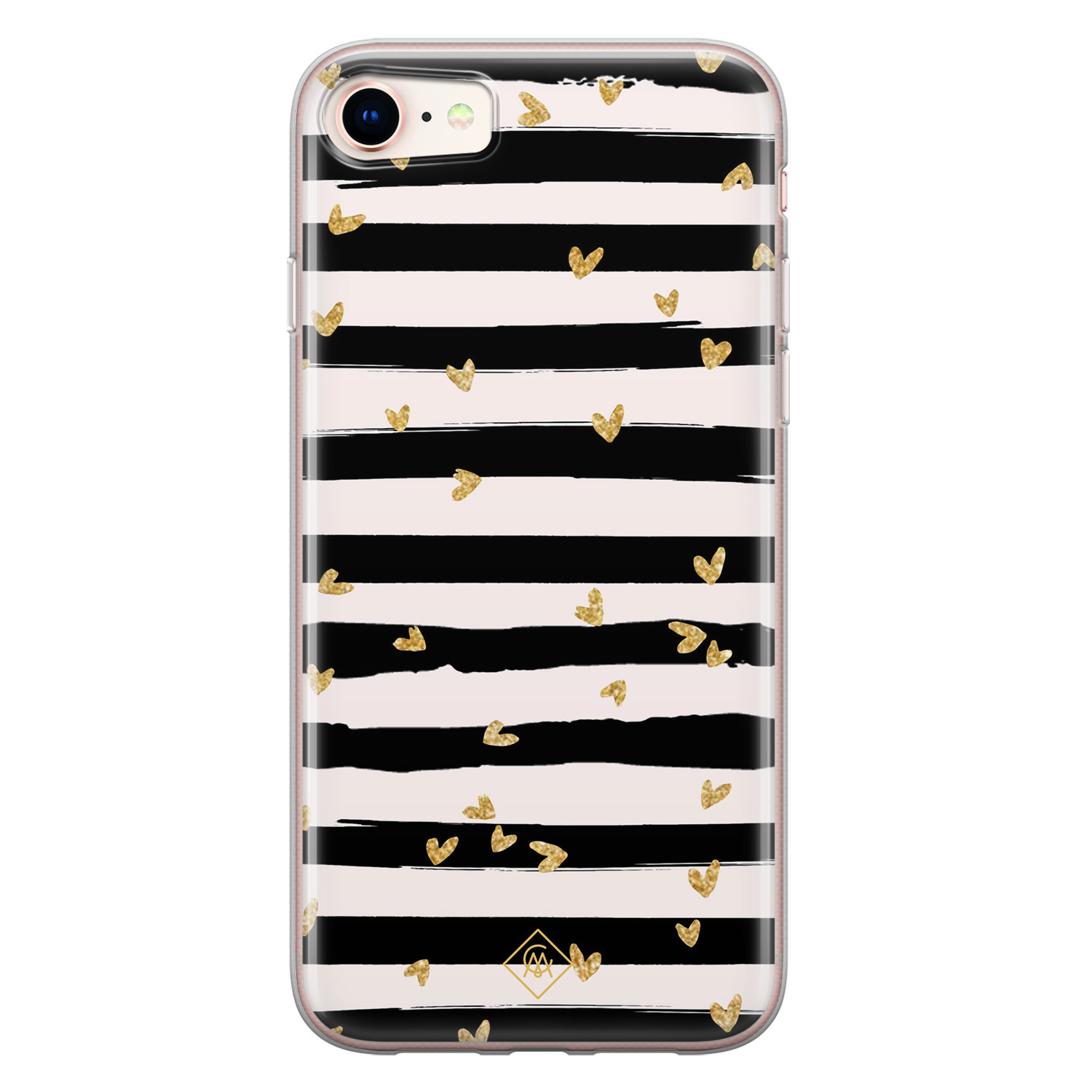 iPhone 8 7 siliconen telefoonhoesje Hart streepjes