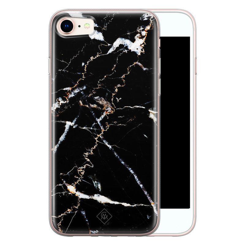 Casimoda iPhone 8/7 siliconen hoesje - Marmer zwart