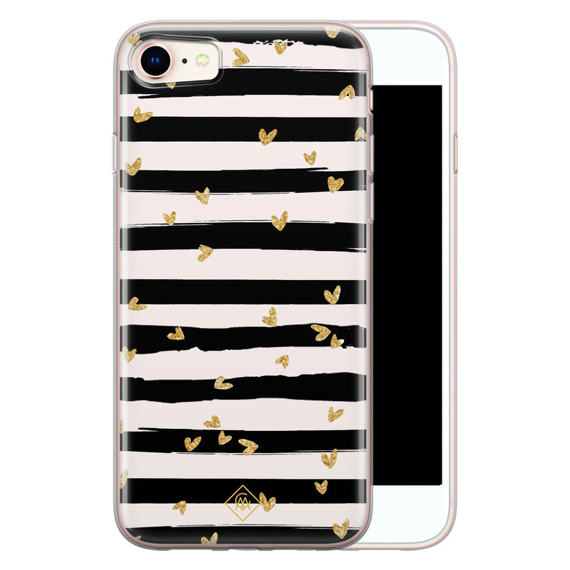 Casimoda iPhone 8/7 siliconen telefoonhoesje - Hart streepjes
