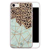 Casimoda iPhone 8/7 siliconen hoesje - Luipaard marmer mint