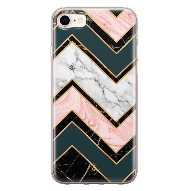 Casimoda iPhone 8/7 siliconen hoesje - Marmer triangles