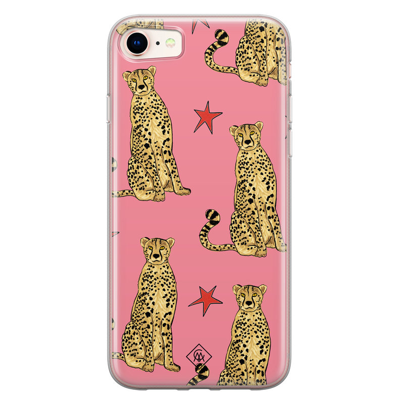 Casimoda iPhone 8/7 siliconen hoesje - The pink leopard