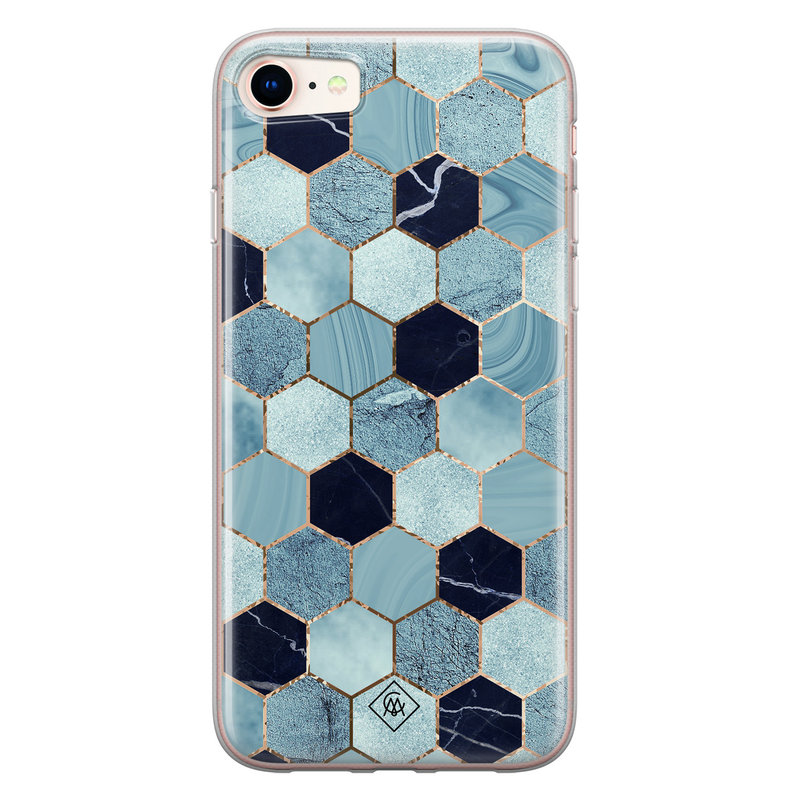 Casimoda iPhone 8/7 siliconen hoesje - Blue cubes