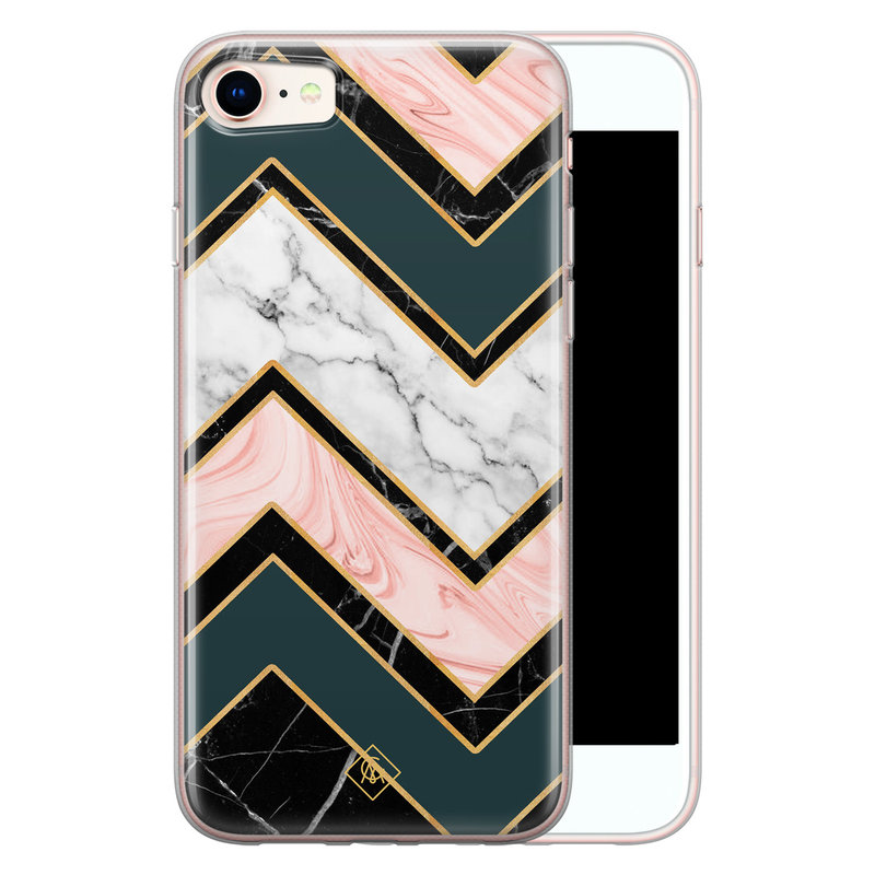 Casimoda iPhone 8/7 siliconen hoesje - Marmer triangles