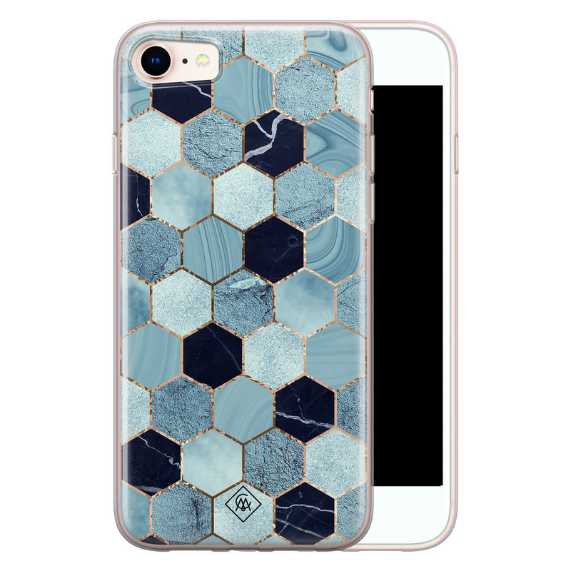 Casimoda iPhone 8/7 siliconen hoesje - Blue cubes