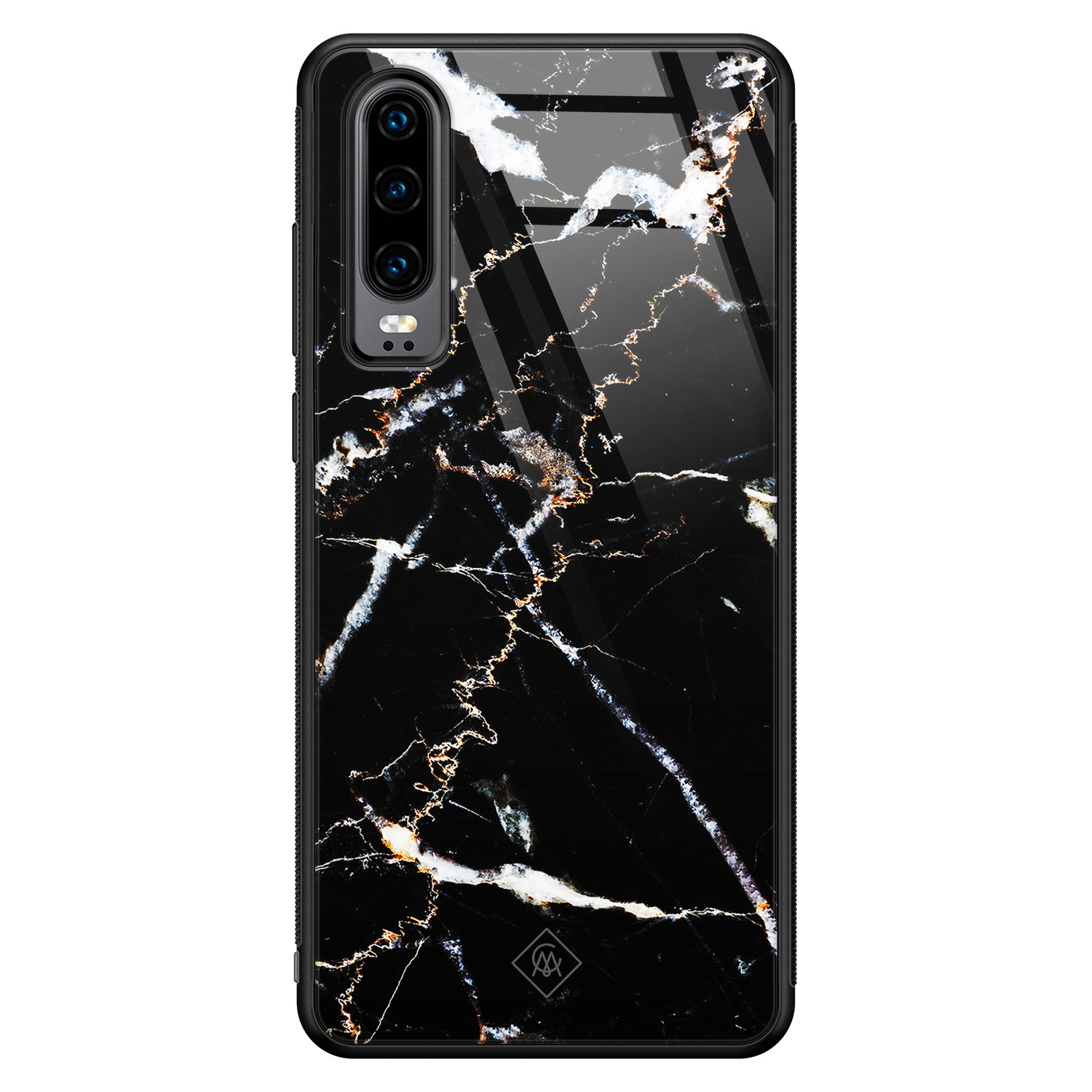 Huawei P30 glazen hardcase - Marmer zwart